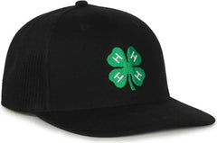 OC Sports FOUR019 4-H Youth Development Cap - Black - Black / 6 7/8’’ - 7 1/2’’