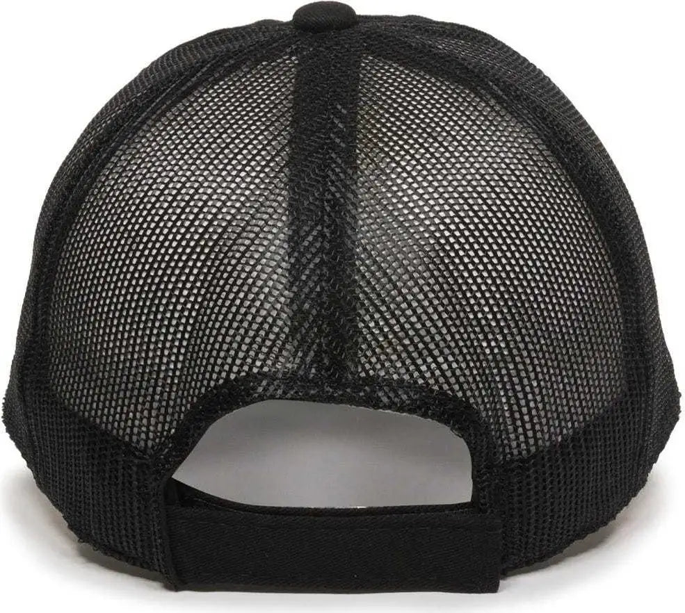 OC Sports FWT-130 Garment Wash Mesh Back Baseball Cap - Black - Black / 6 7/8’’ - 7 1/2’’