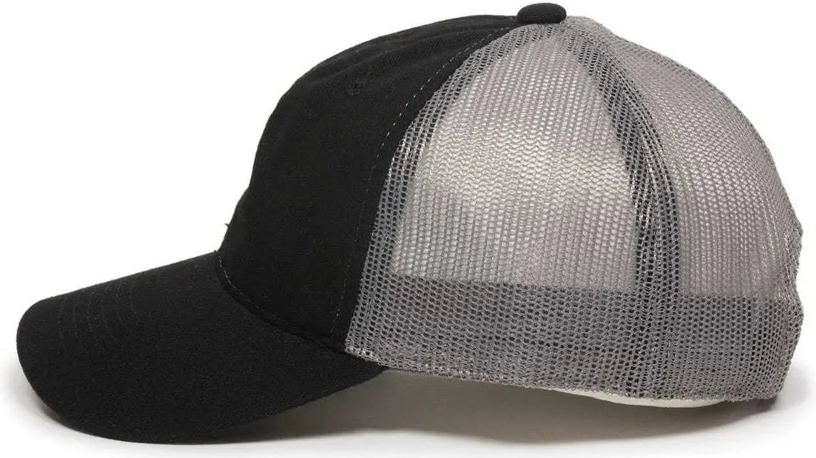 OC Sports FWT-130 Garment Wash Mesh Back Baseball Cap - Black Dark Gray - Black Dark Gray / 6 7/8’’ - 7 1/2’’