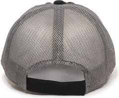 OC Sports FWT-130 Garment Wash Mesh Back Baseball Cap - Black Dark Gray - Black Dark Gray / 6 7/8’’ - 7 1/2’’