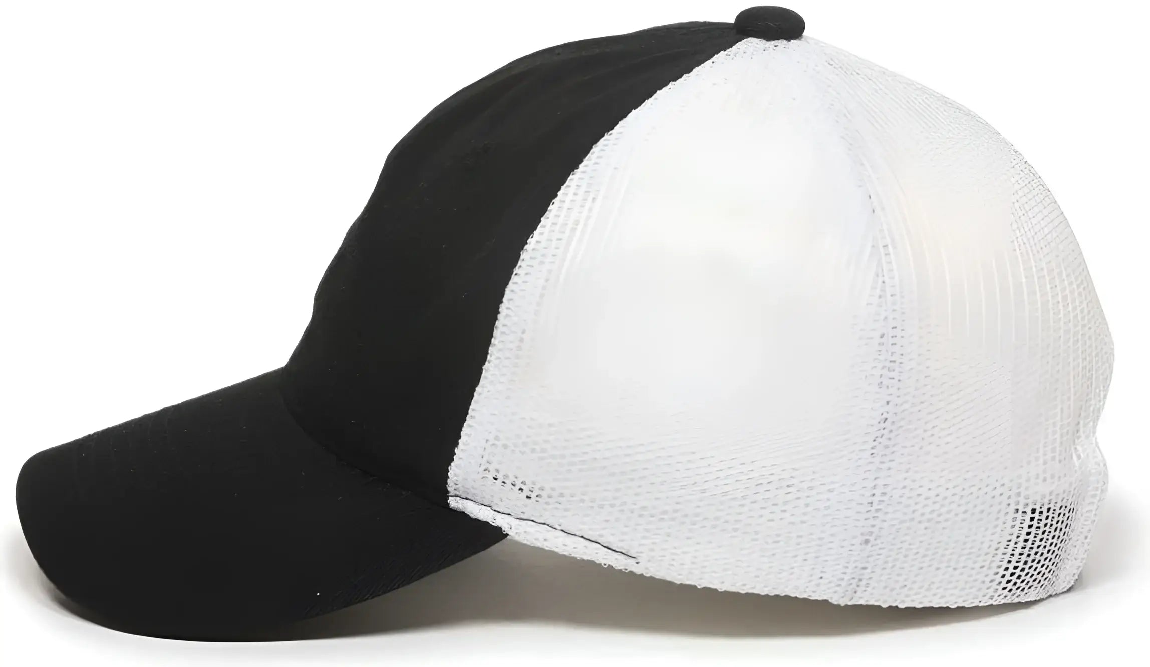 OC Sports FWT-130 Garment Wash Mesh Back Baseball Cap - Black White