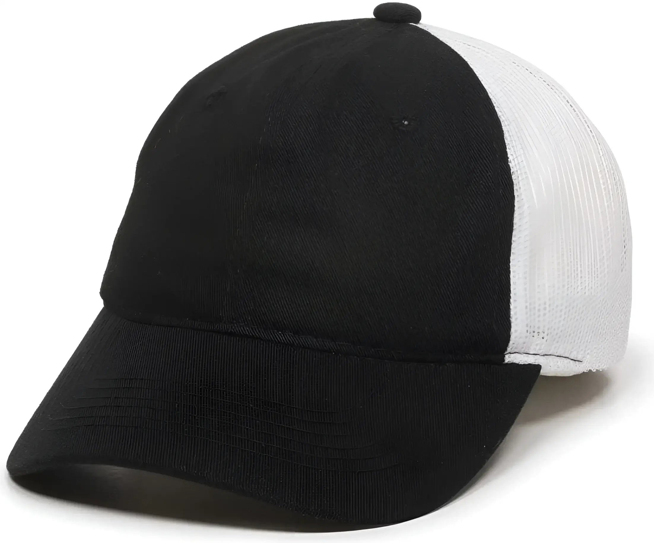 OC Sports FWT-130 Garment Wash Mesh Back Baseball Cap - Black White