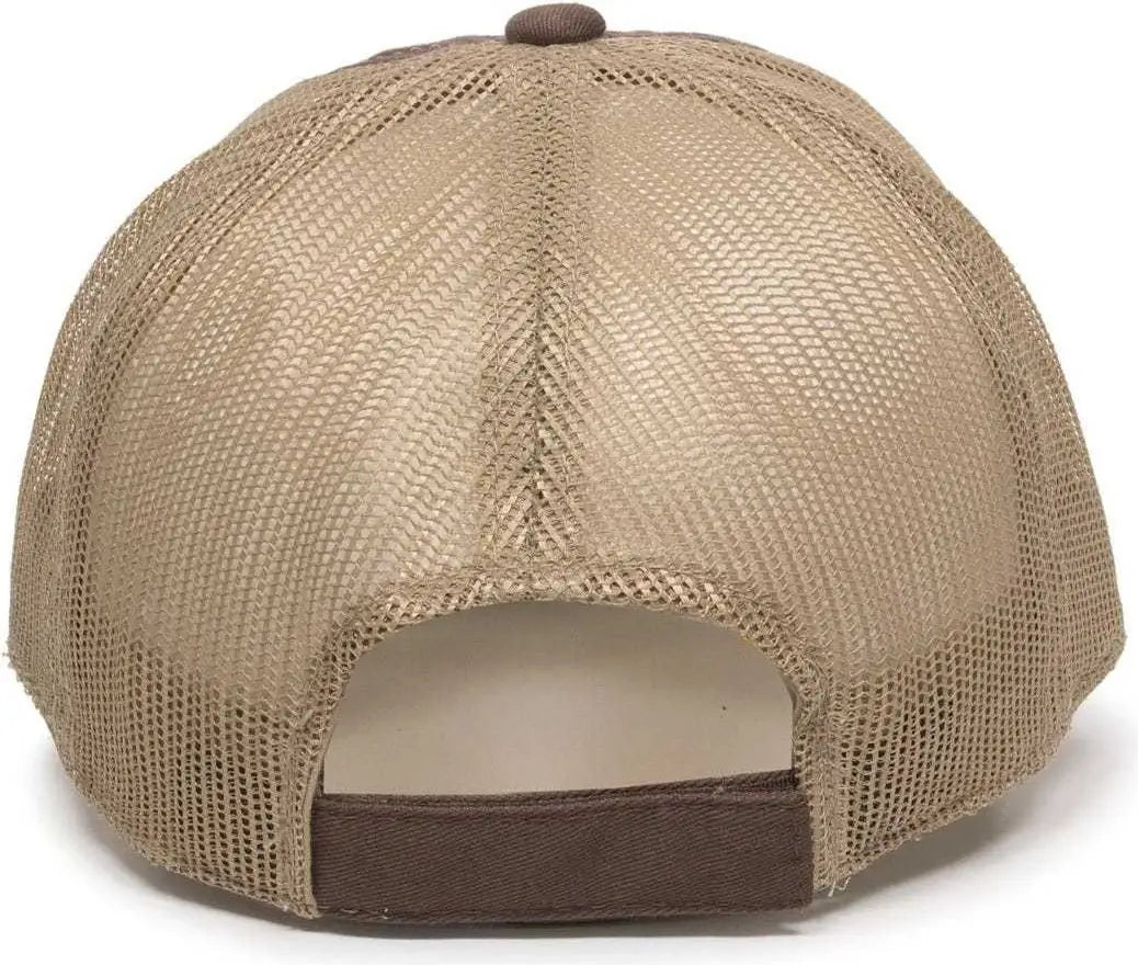 OC Sports FWT-130 Garment Wash Mesh Back Baseball Cap - Brown Tan - Brown Tan / 6 7/8’’ - 7 1/2’’