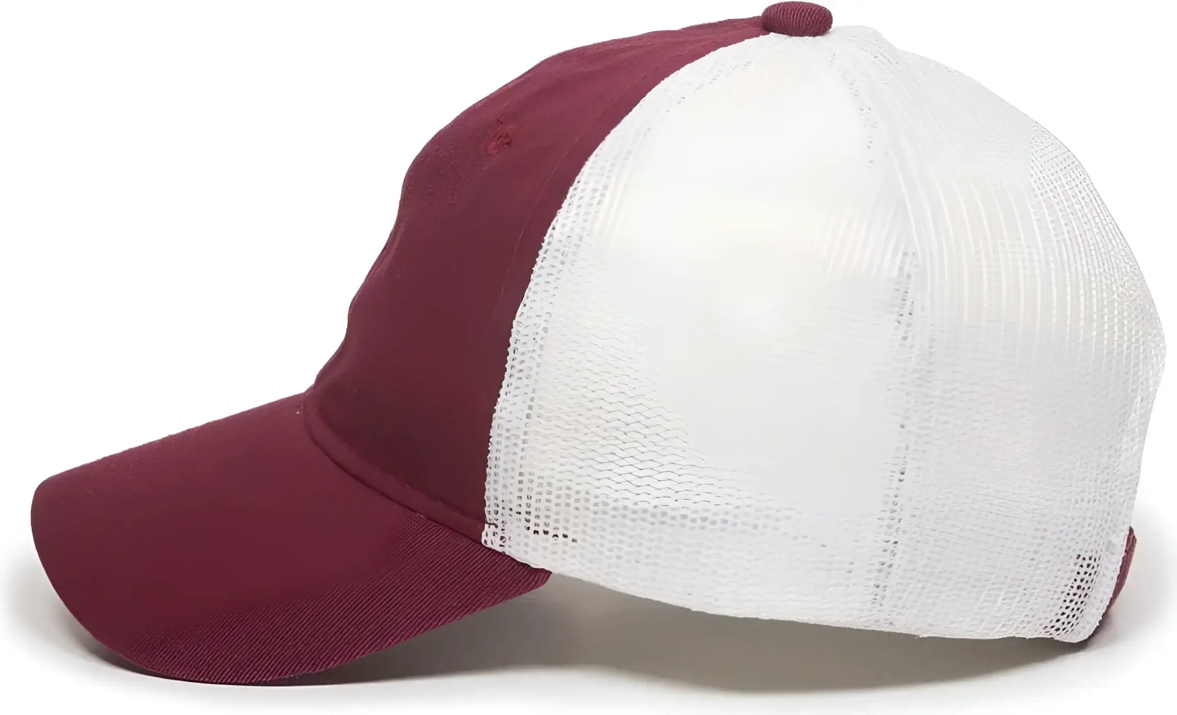 OC Sports FWT-130 Garment Wash Mesh Back Baseball Cap - Burgundy White