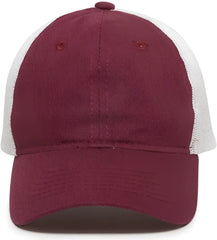 OC Sports FWT-130 Garment Wash Mesh Back Baseball Cap - Burgundy White