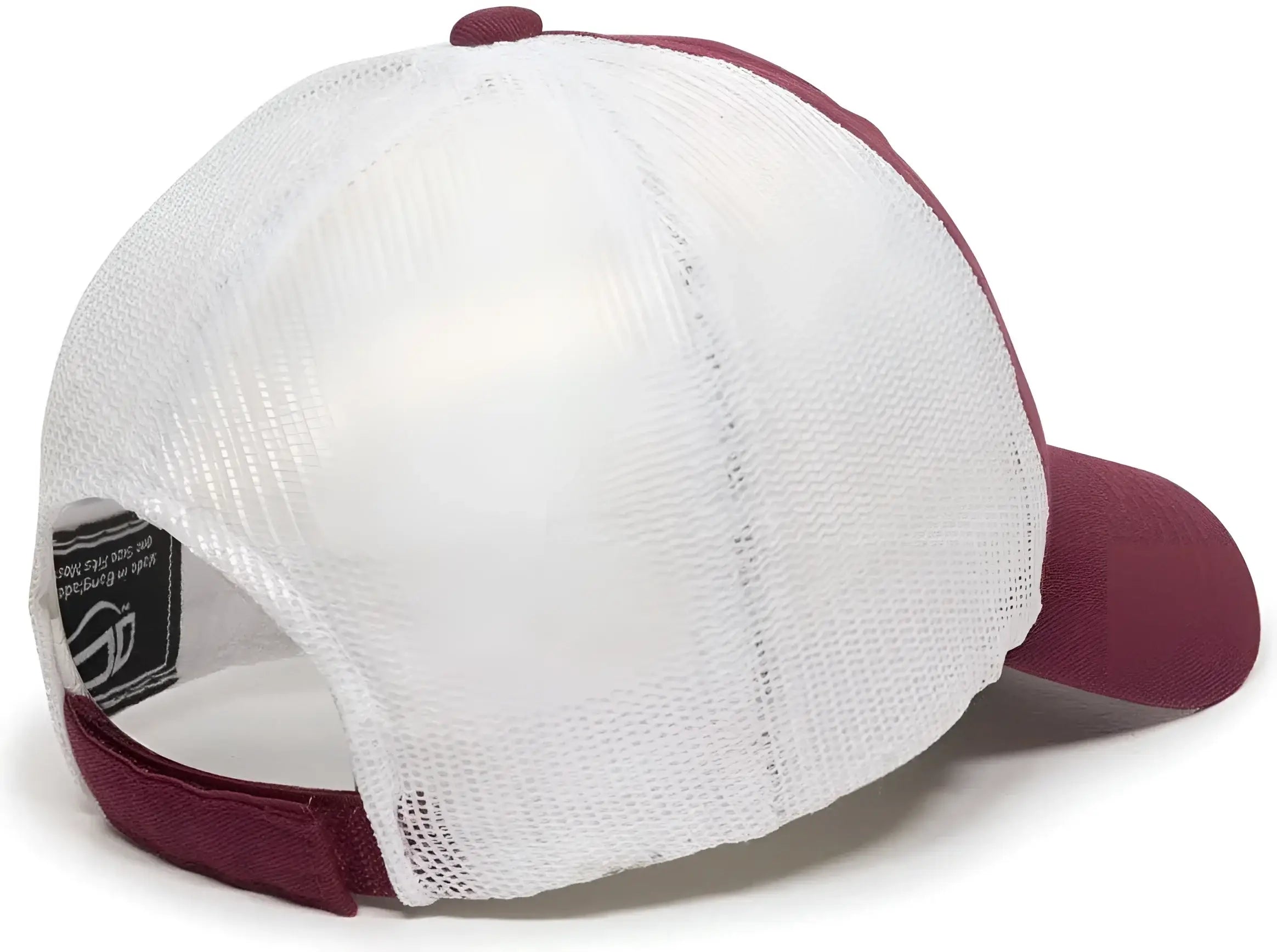 OC Sports FWT-130 Garment Wash Mesh Back Baseball Cap - Burgundy White