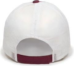 OC Sports FWT-130 Garment Wash Mesh Back Baseball Cap - Burgundy White