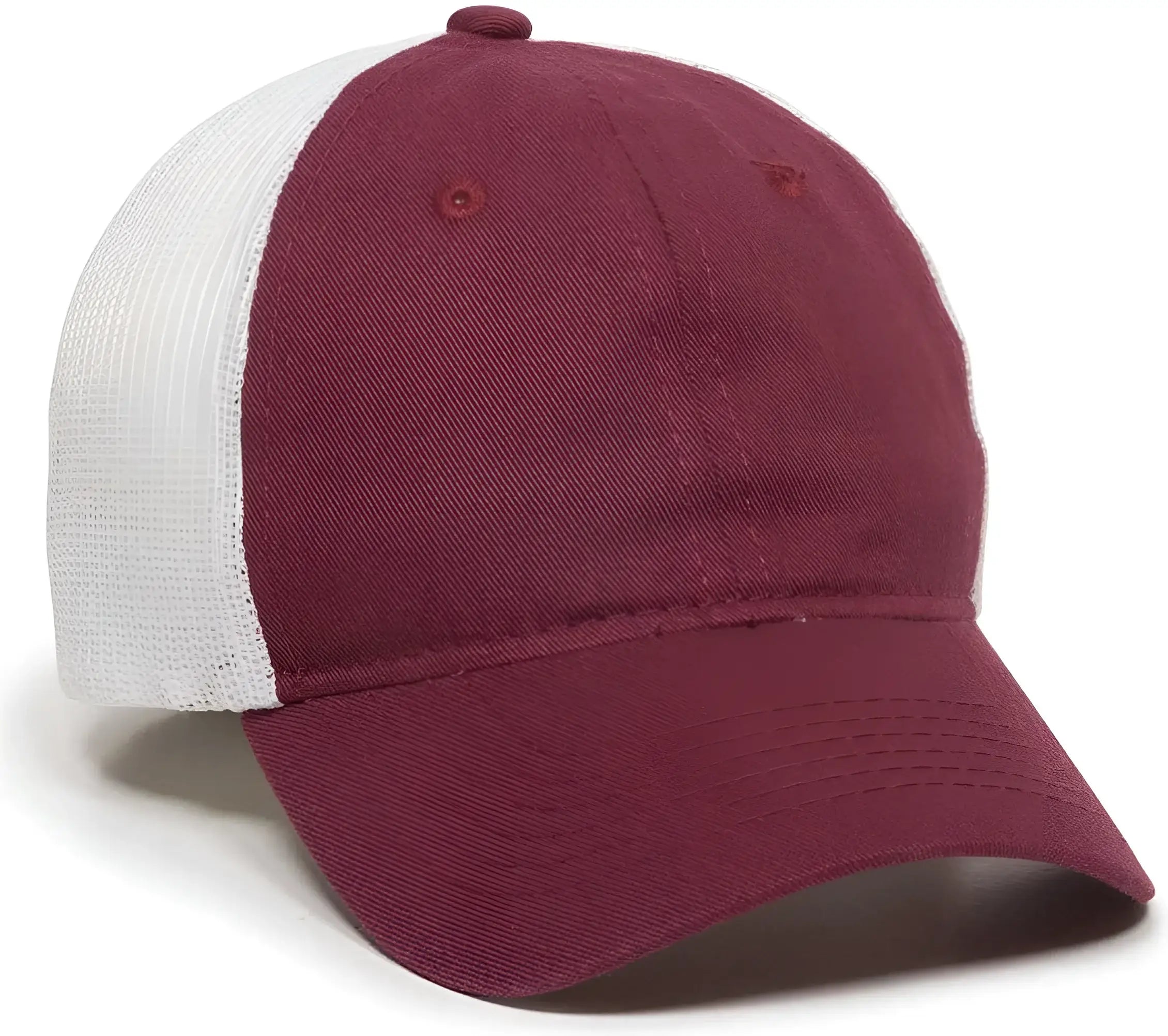 OC Sports FWT-130 Garment Wash Mesh Back Baseball Cap - Burgundy White - Maroon White / 6 3/8’’ - 7’’