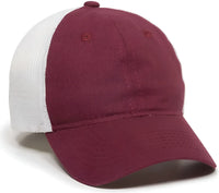 OC Sports FWT-130 Garment Wash Mesh Back Baseball Cap - Burgundy White - Maroon White / 6 3/8’’ - 7’’