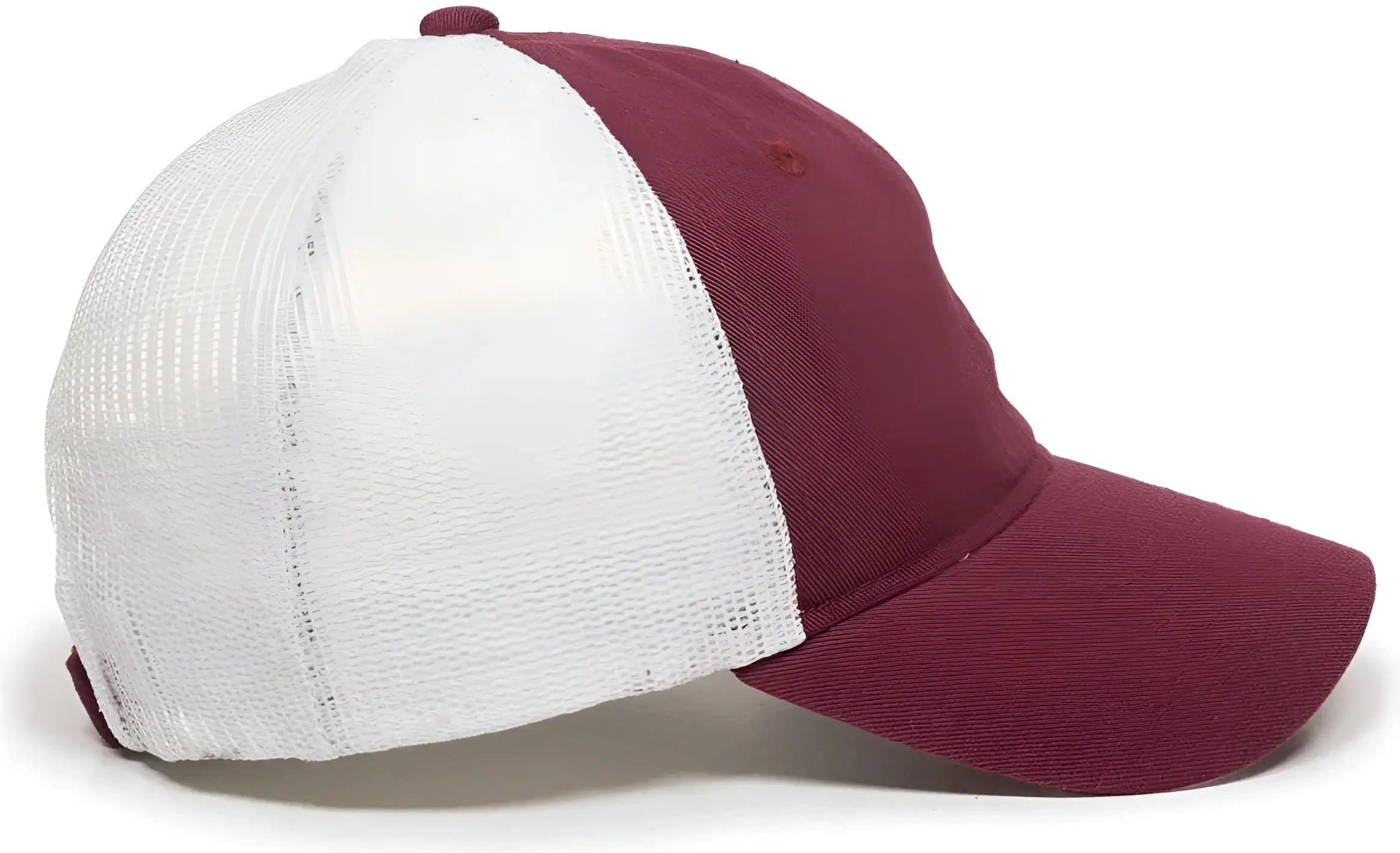 OC Sports FWT-130 Garment Wash Mesh Back Baseball Cap - Burgundy White