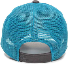 OC Sports FWT-130 Garment Wash Mesh Back Baseball Cap - Charcoal Neon Blue - Dark Gray Blue / 6 7/8’’ - 7 1/2’’