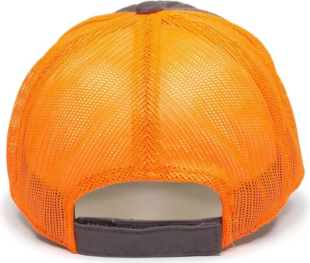 OC Sports FWT-130 Garment Wash Mesh Back Baseball Cap - Charcoal Orange - Dark Gray Orange / 6 7/8’’ - 7 1/2’’