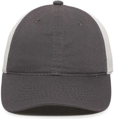OC Sports FWT-130 Garment Wash Mesh Back Baseball Cap - Charcoal White