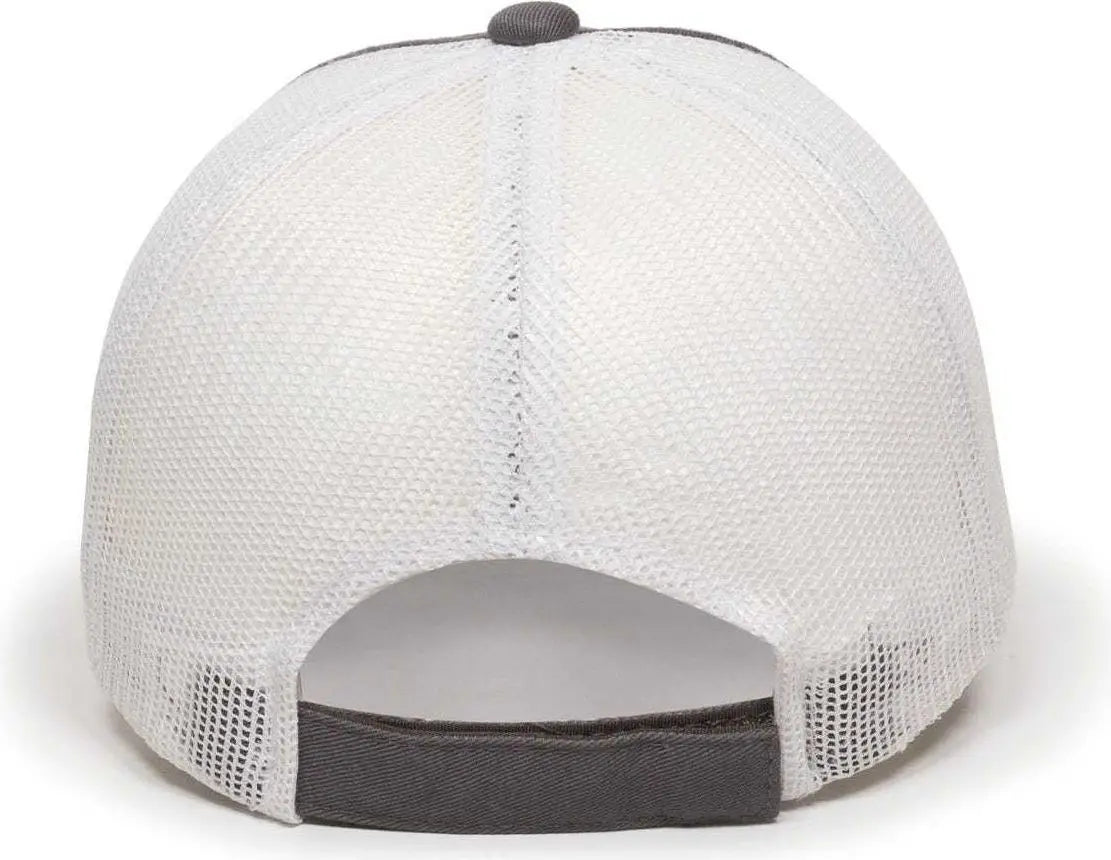OC Sports FWT-130 Garment Wash Mesh Back Baseball Cap - Charcoal White