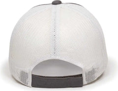OC Sports FWT-130 Garment Wash Mesh Back Baseball Cap - Charcoal White