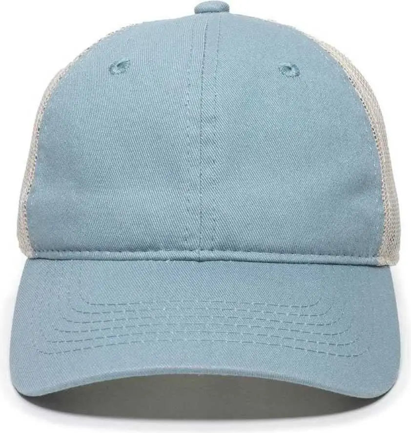 OC Sports FWT-130 Garment Wash Mesh Back Baseball Cap - Light Sage Putty - Olive Light Gray / 6 7/8’’ - 7 1/2’’