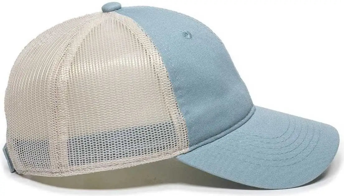 OC Sports FWT-130 Garment Wash Mesh Back Baseball Cap - Light Sage Putty - Olive Light Gray / 6 7/8’’ - 7 1/2’’