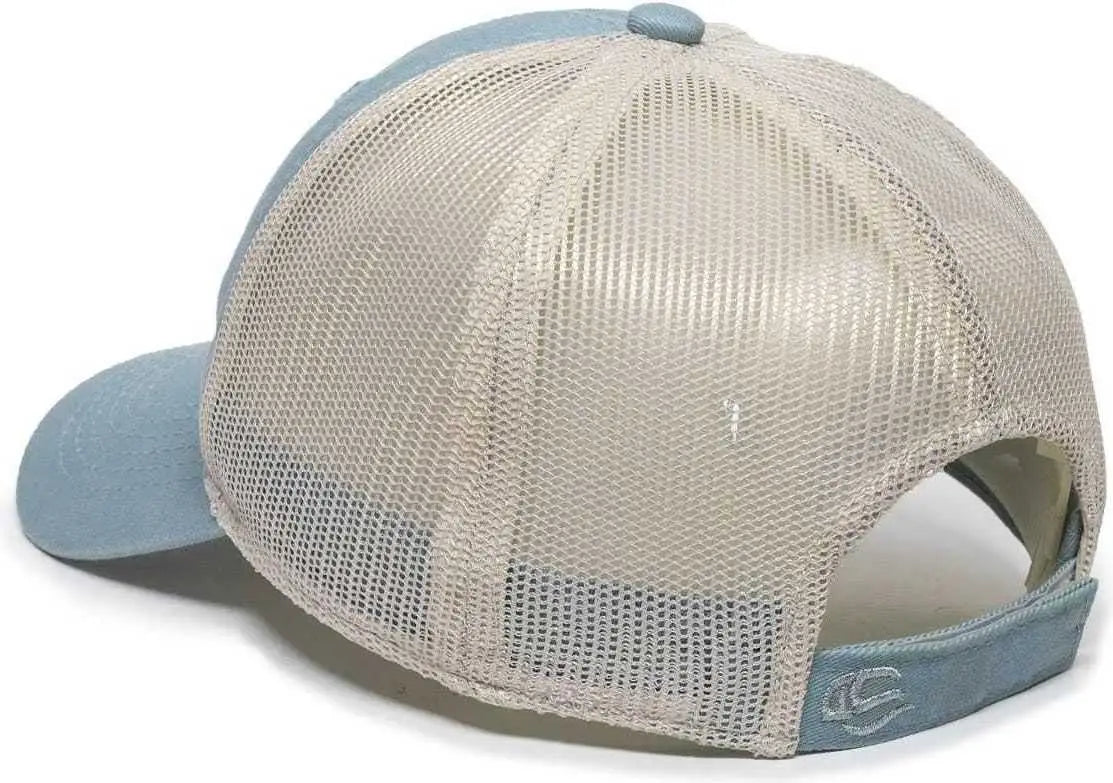 OC Sports FWT-130 Garment Wash Mesh Back Baseball Cap - Light Sage Putty - Olive Light Gray / 6 7/8’’ - 7 1/2’’