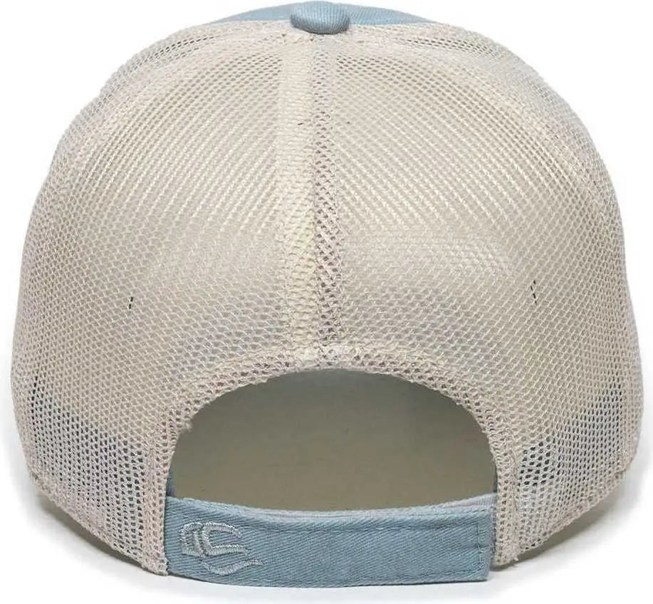 OC Sports FWT-130 Garment Wash Mesh Back Baseball Cap - Light Sage Putty - Olive Light Gray / 6 7/8’’ - 7 1/2’’