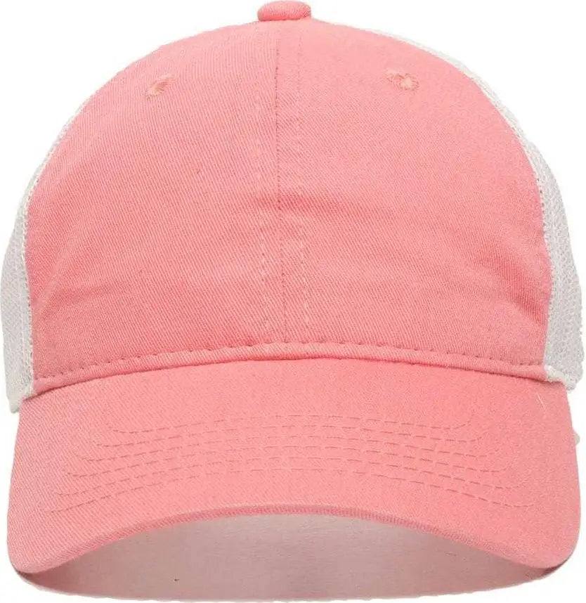 OC Sports FWT-130 Garment Wash Mesh Back Baseball Cap - Melon White - Pink White / 6 7/8’’ - 7 1/2’’