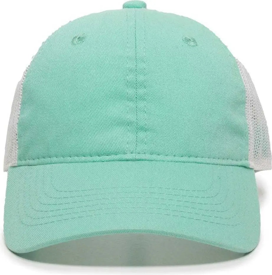 OC Sports FWT-130 Garment Wash Mesh Back Baseball Cap - Mint White - Green White / 6 7/8’’ - 7 1/2’’