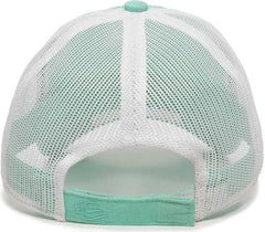 OC Sports FWT-130 Garment Wash Mesh Back Baseball Cap - Mint White - Green White / 6 7/8’’ - 7 1/2’’