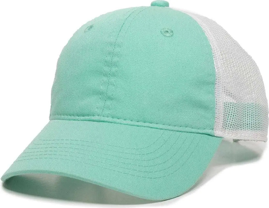 OC Sports FWT-130 Garment Wash Mesh Back Baseball Cap - Mint White - Green White / 6 7/8’’ - 7 1/2’’