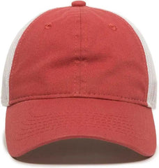 OC Sports FWT-130 Garment Wash Mesh Back Baseball Cap - Nantucket Red White - Red White / 6 7/8’’ - 7 1/2’’