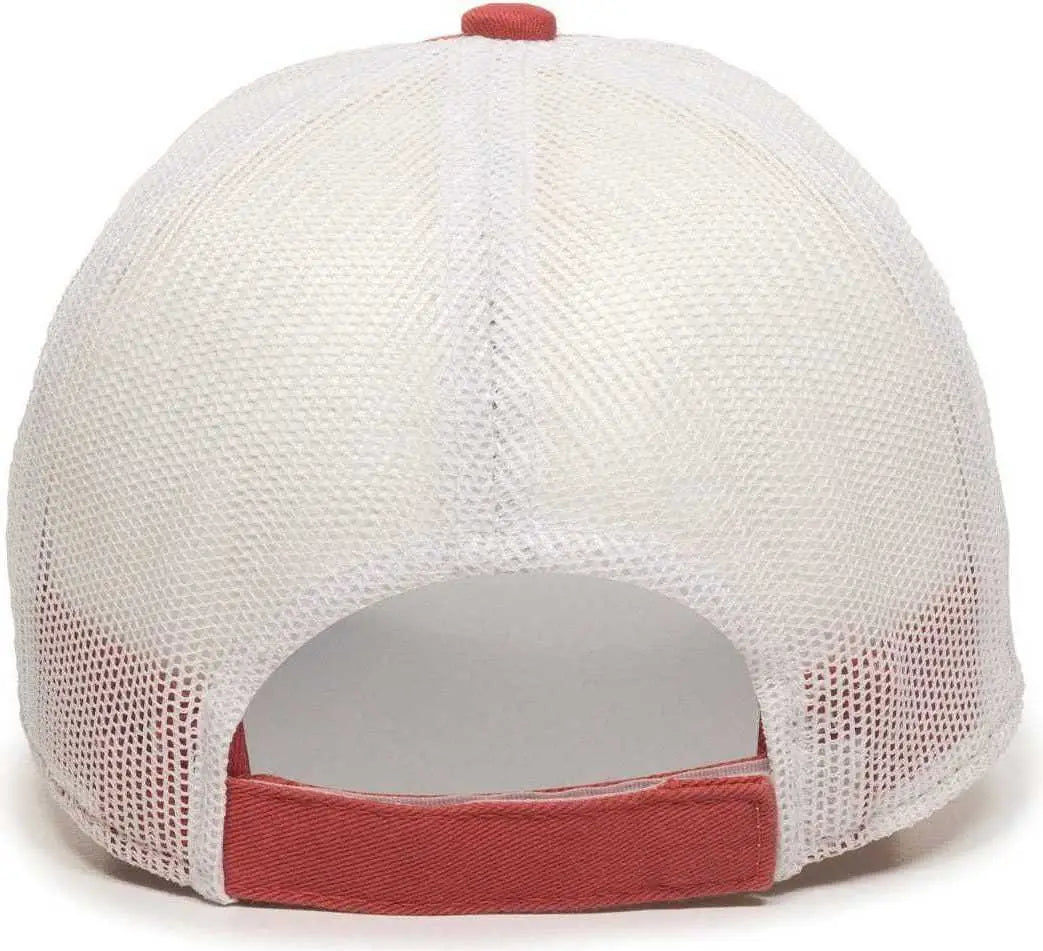 OC Sports FWT-130 Garment Wash Mesh Back Baseball Cap - Nantucket Red White - Red White / 6 7/8’’ - 7 1/2’’