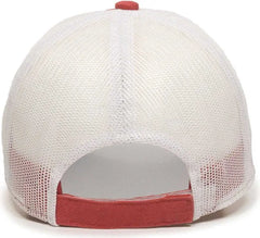 OC Sports FWT-130 Garment Wash Mesh Back Baseball Cap - Nantucket Red White - Red White / 6 7/8’’ - 7 1/2’’