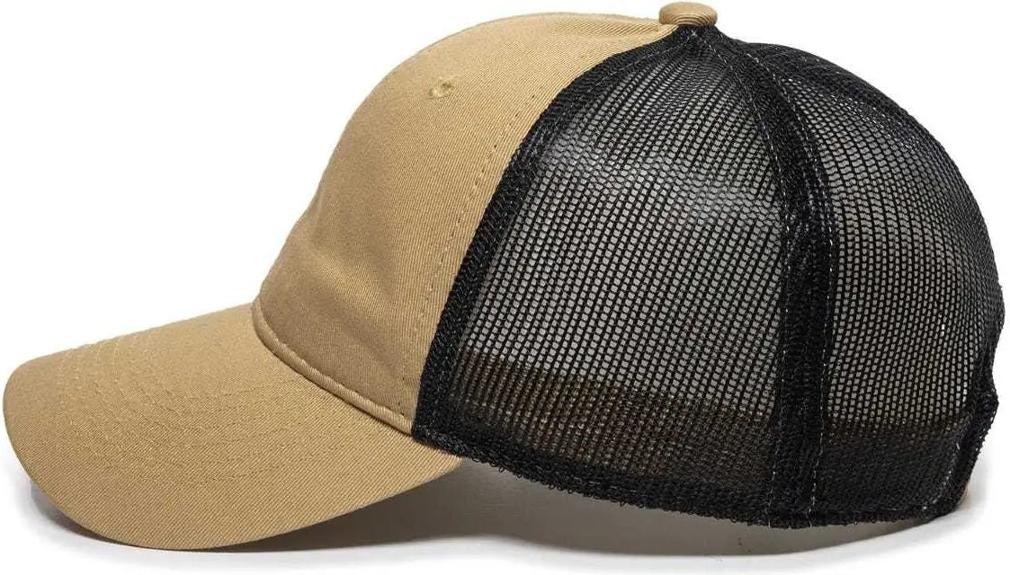 OC Sports FWT-130 Garment Wash Mesh Back Baseball Cap - Old Gold Black - Gold Black / 6 7/8’’ - 7 1/2’’