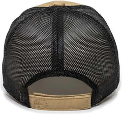 OC Sports FWT-130 Garment Wash Mesh Back Baseball Cap - Old Gold Black - Gold Black / 6 7/8’’ - 7 1/2’’