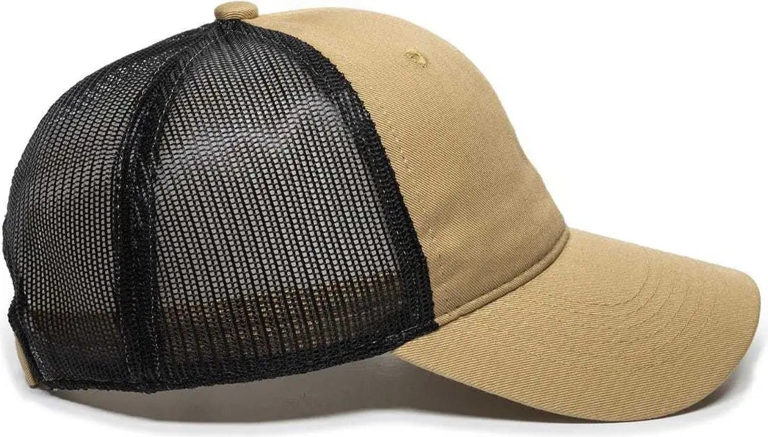 OC Sports FWT-130 Garment Wash Mesh Back Baseball Cap - Old Gold Black - Gold Black / 6 7/8’’ - 7 1/2’’