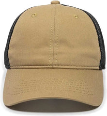OC Sports FWT-130 Garment Wash Mesh Back Baseball Cap - Old Gold Black - Gold Black / 6 7/8’’ - 7 1/2’’