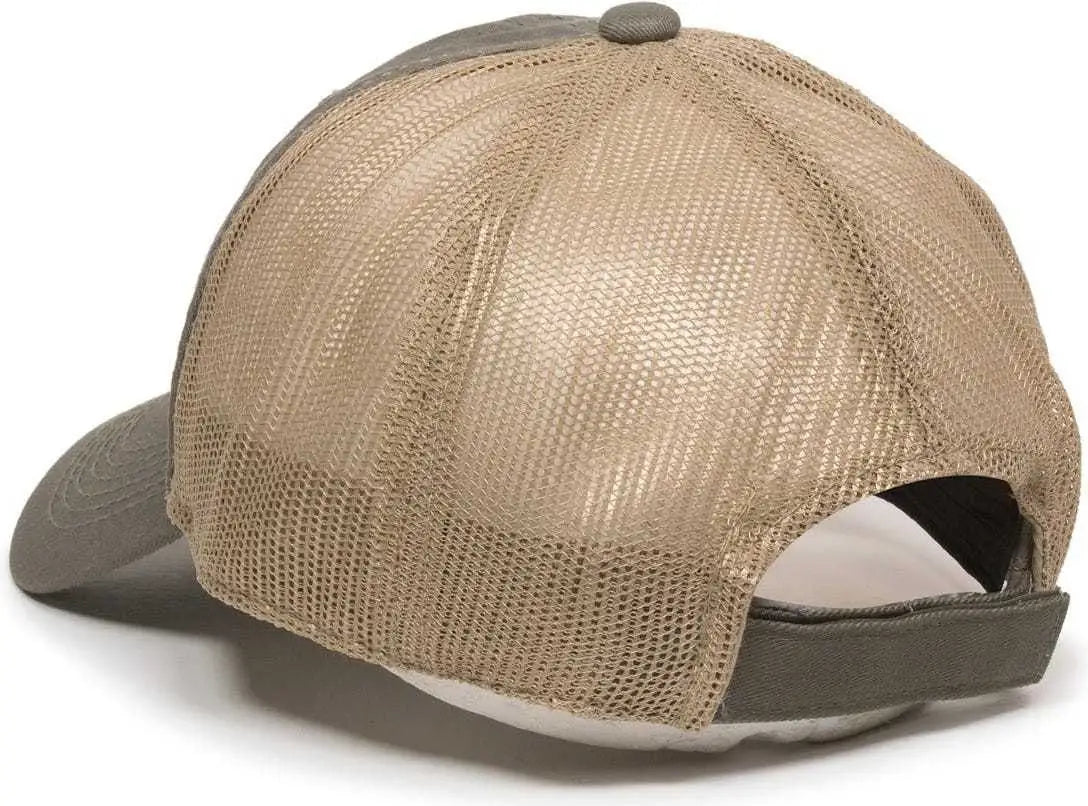 OC Sports FWT-130 Garment Wash Mesh Back Baseball Cap - Olive Tan - Olive Tan / 6 7/8’’ - 7 1/2’’