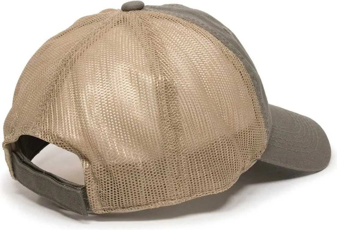 OC Sports FWT-130 Garment Wash Mesh Back Baseball Cap - Olive Tan - Olive Tan / 6 7/8’’ - 7 1/2’’