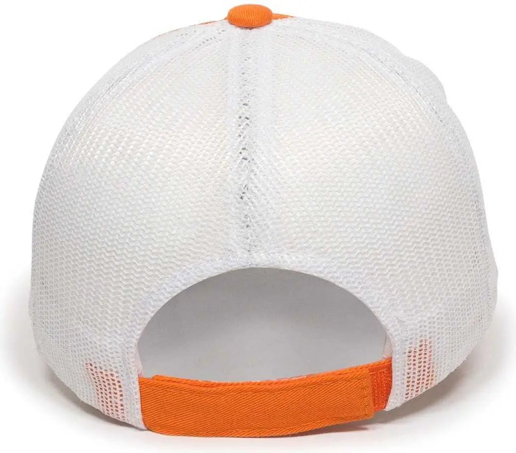 OC Sports FWT-130 Garment Wash Mesh Back Baseball Cap - Orange White