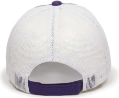 OC Sports FWT-130 Garment Wash Mesh Back Baseball Cap - Purple White
