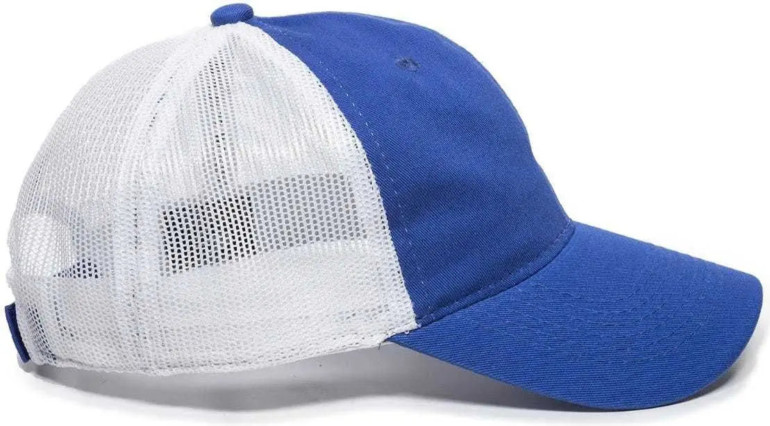 OC Sports FWT-130 Garment Wash Mesh Back Baseball Cap - Royal White - Royal White / 6 7/8’’ - 7 1/2’’