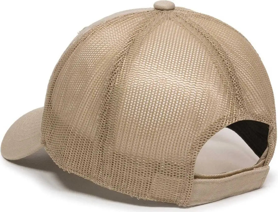 OC Sports FWT-130 Garment Wash Mesh Back Baseball Cap - Tan - Tan / 6 7/8’’ - 7 1/2’’