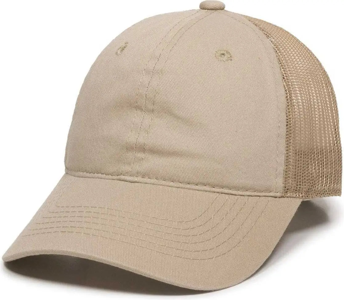 OC Sports FWT-130 Garment Wash Mesh Back Baseball Cap - Tan - Tan / 6 7/8’’ - 7 1/2’’