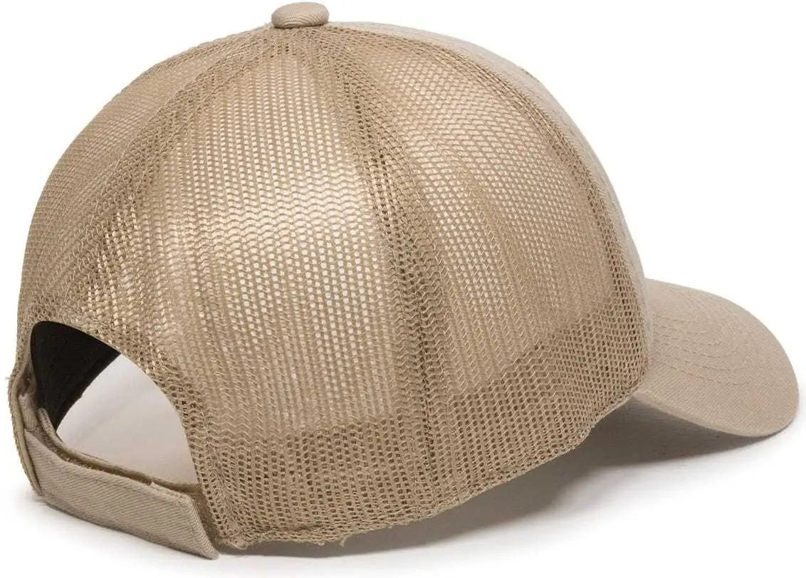OC Sports FWT-130 Garment Wash Mesh Back Baseball Cap - Tan - Tan / 6 7/8’’ - 7 1/2’’