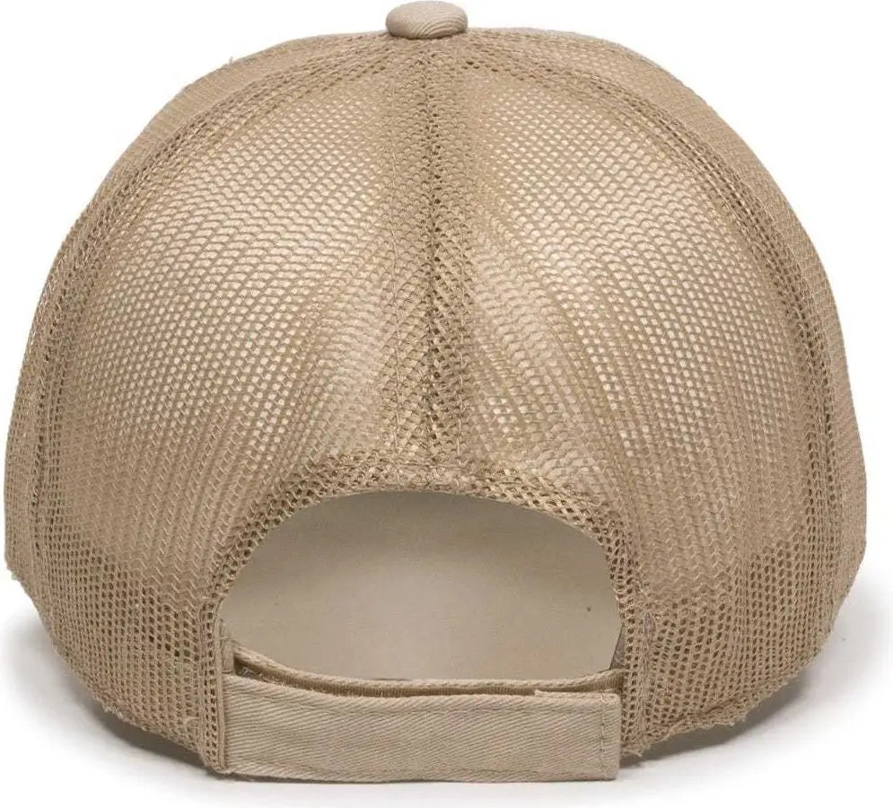 OC Sports FWT-130 Garment Wash Mesh Back Baseball Cap - Tan - Tan / 6 7/8’’ - 7 1/2’’