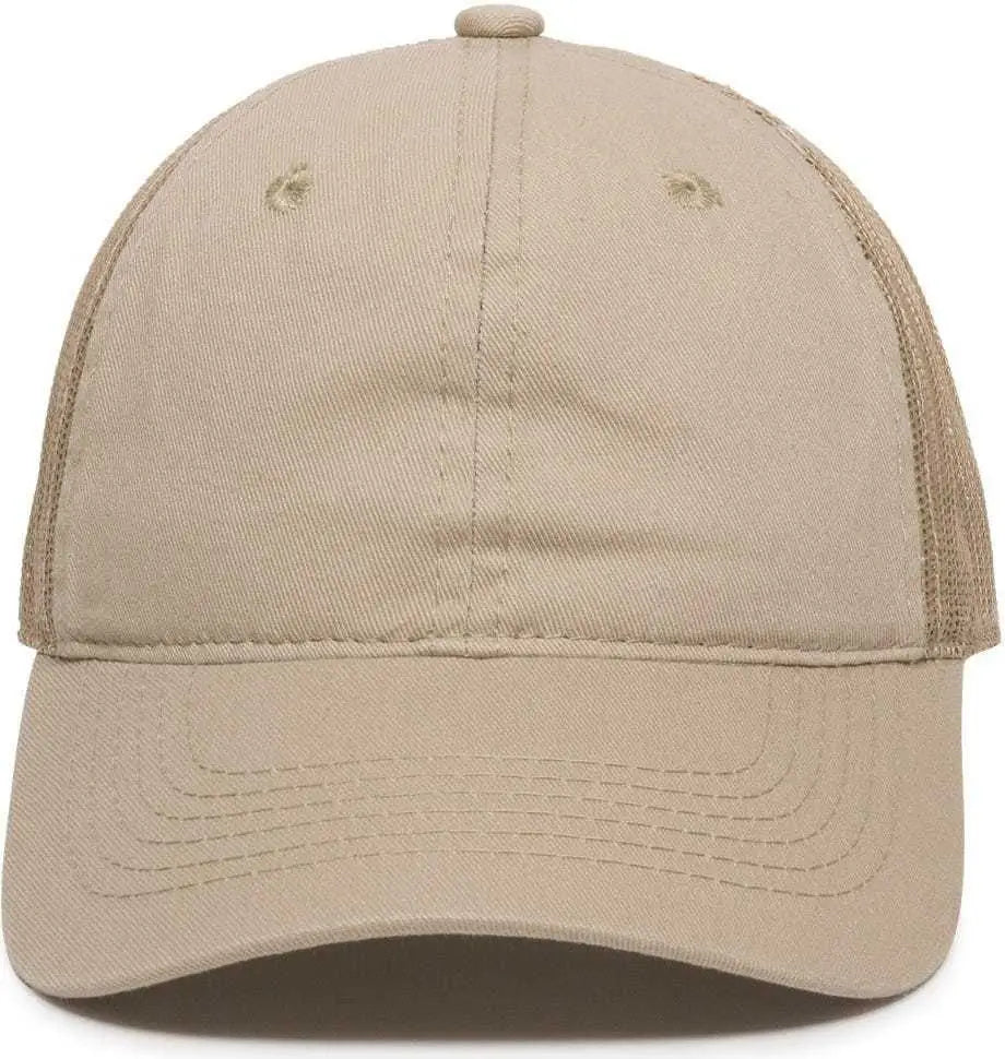 OC Sports FWT-130 Garment Wash Mesh Back Baseball Cap - Tan - Tan / 6 7/8’’ - 7 1/2’’