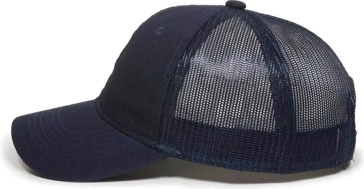 OC Sports FWT-130 Garment Wash Mesh Back Baseball Cap - True Navy - Navy / 6 7/8’’ - 7 1/2’’