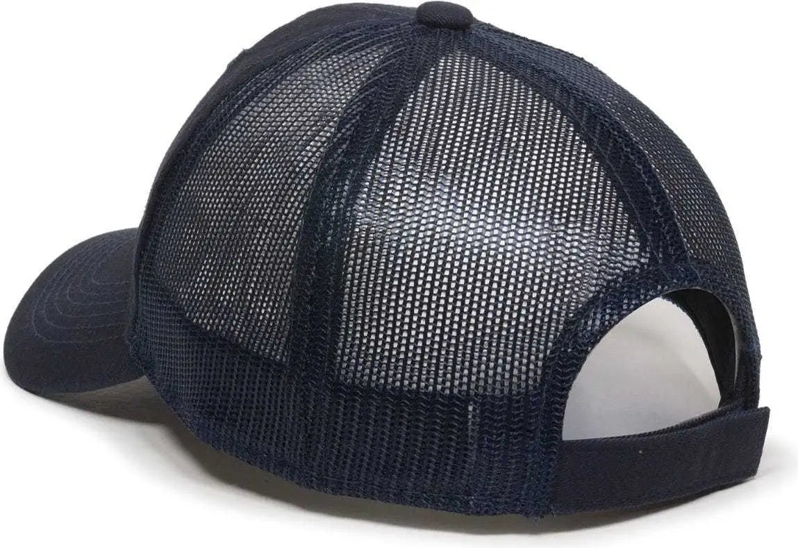 OC Sports FWT-130 Garment Wash Mesh Back Baseball Cap - True Navy - Navy / 6 7/8’’ - 7 1/2’’
