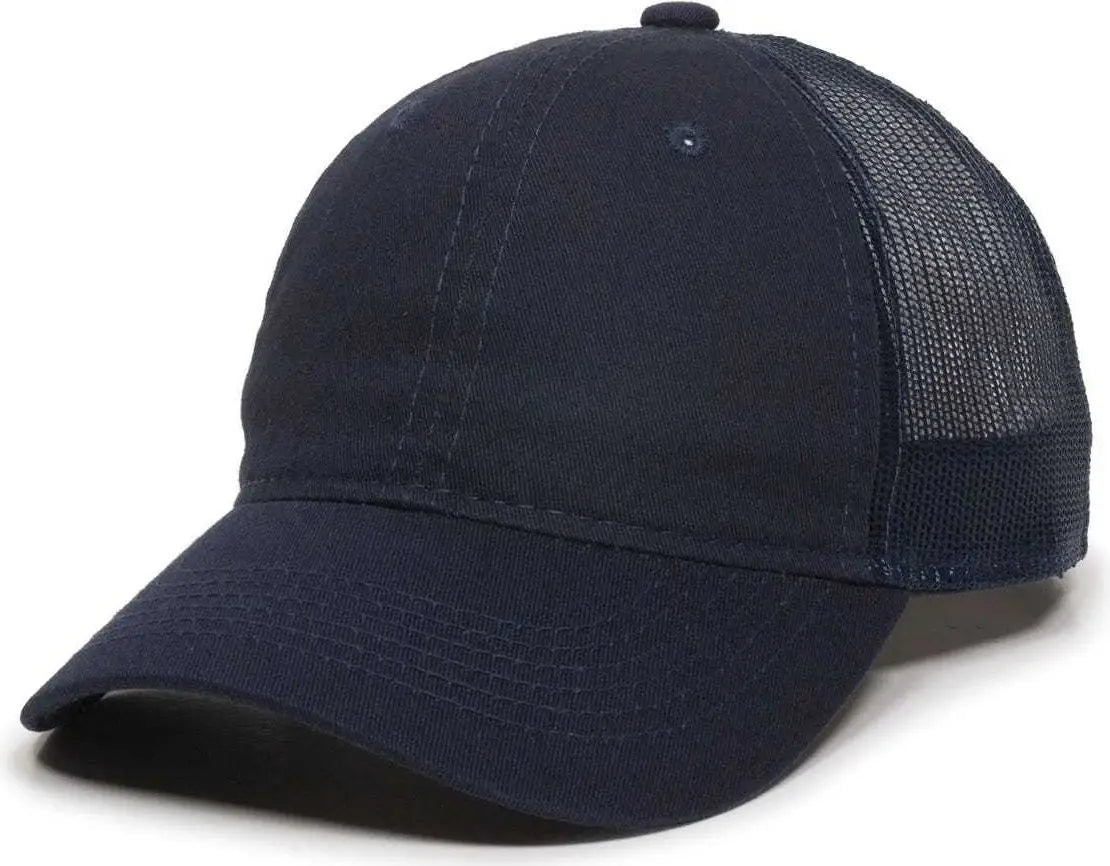OC Sports FWT-130 Garment Wash Mesh Back Baseball Cap - True Navy - Navy / 6 7/8’’ - 7 1/2’’
