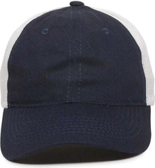 OC Sports FWT-130 Garment Wash Mesh Back Baseball Cap - True Navy White