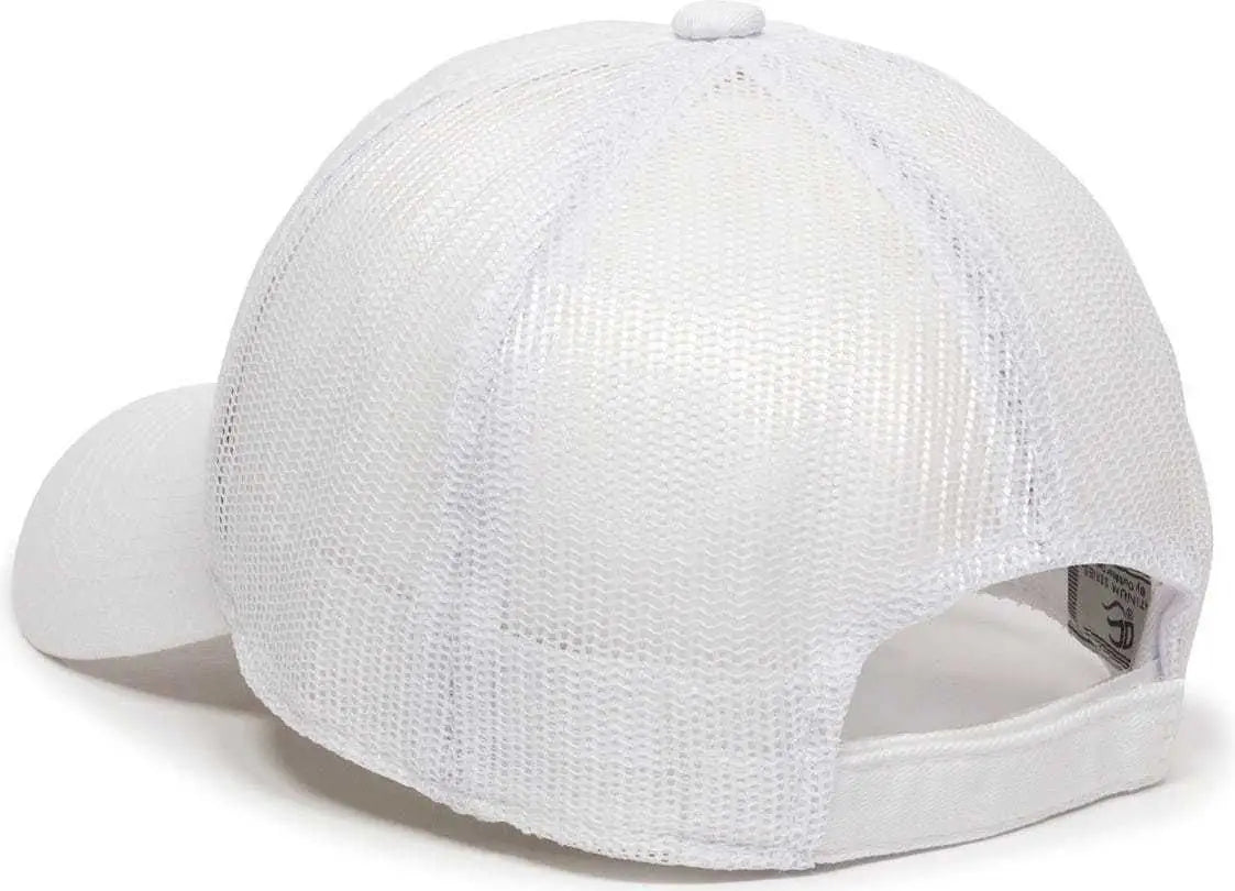 OC Sports FWT-130 Garment Wash Mesh Back Baseball Cap - White - White / 6 7/8’’ - 7 1/2’’