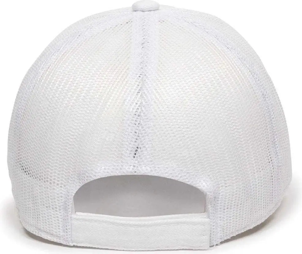 OC Sports FWT-130 Garment Wash Mesh Back Baseball Cap - White - White / 6 7/8’’ - 7 1/2’’